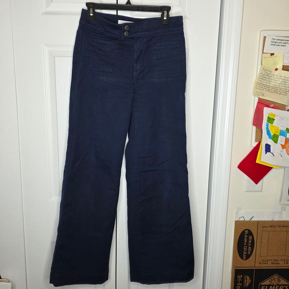 LOFT The Palmer Wide Leg Pants in Deep Space Blue Sz 0 NWOT - Picture 2 of 9